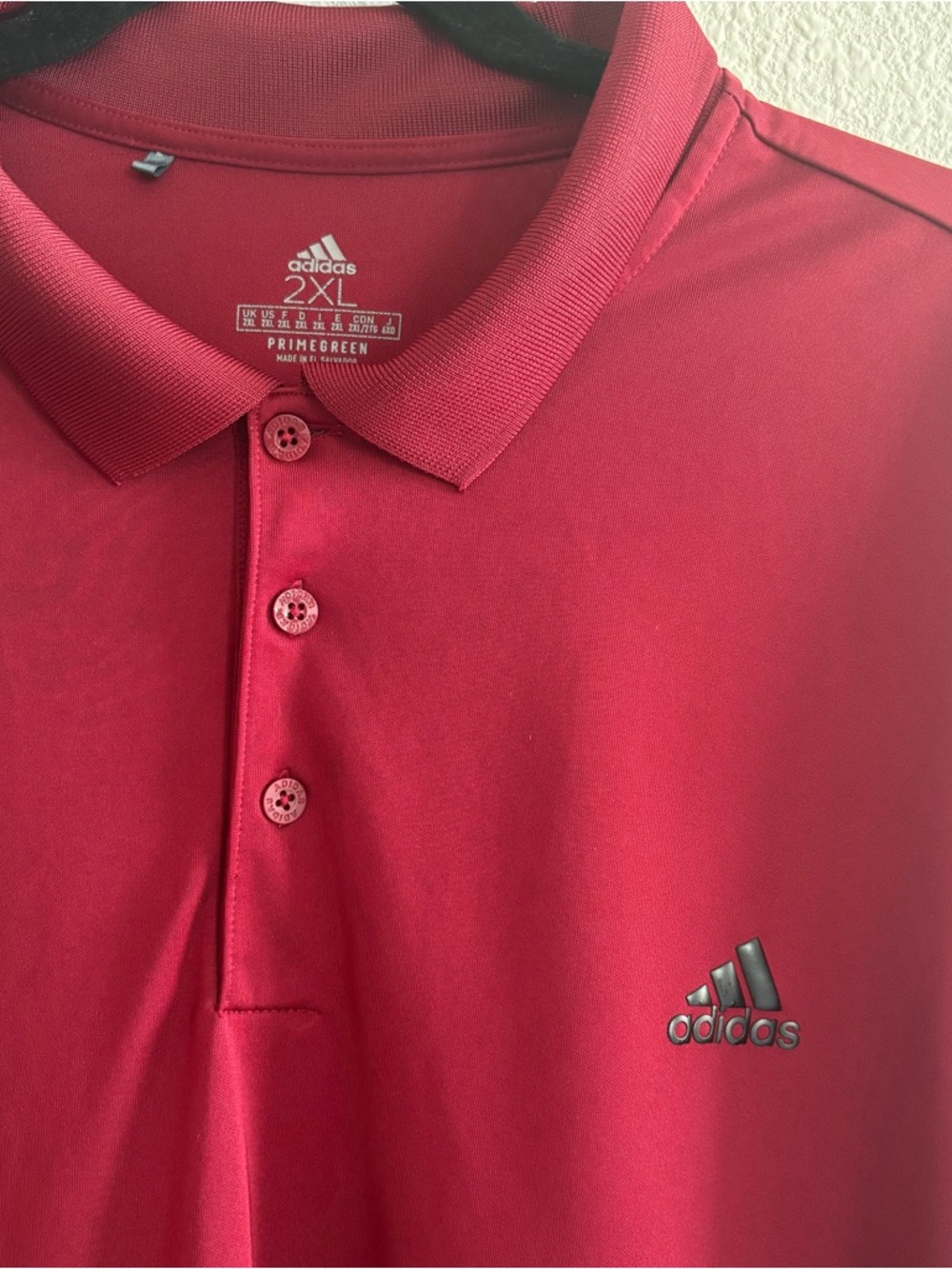 Adidas Burgundy Primegreen Polo Shirt Mens XXL Athletic Golf
